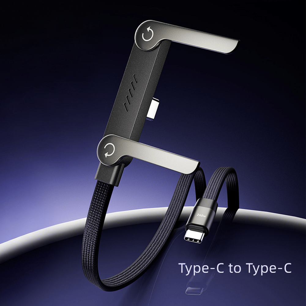 📱65W Braided Fast Charge Cable With Built-in Phone Stand