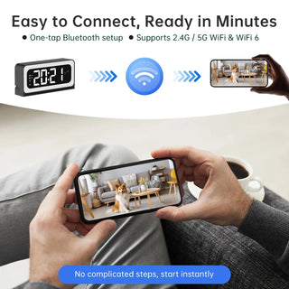 Smart Digital Clock Camera with Dual Band WiFi (5GHz & 2.4GHz) | Home Security & Real-Time Monitoring System