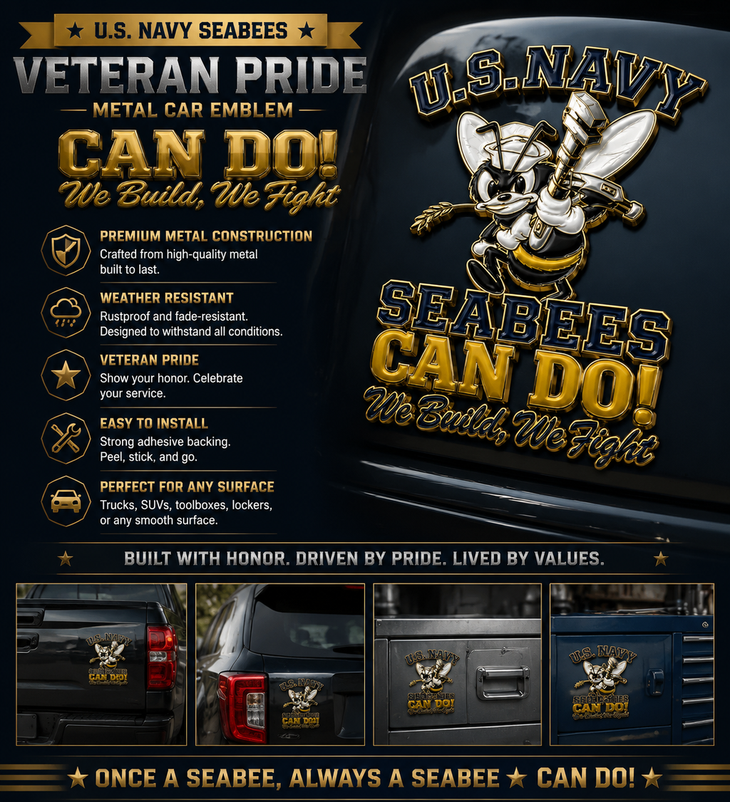 🐝 Last Day Promo: 49% OFF 🛠️U.S. Navy Seabees Veteran Pride CAN DO! Metal Car Emblem🔥Buy 2 Free Shipping Today✈️
