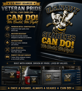🐝 Last Day Promo: 49% OFF 🛠️U.S. Navy Seabees Veteran Pride CAN DO! Metal Car Emblem🔥Buy 2 Free Shipping Today✈️