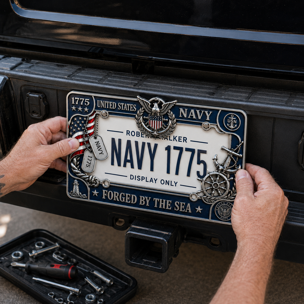U.S. Navy “Forged By The Sea” License Plate Frame