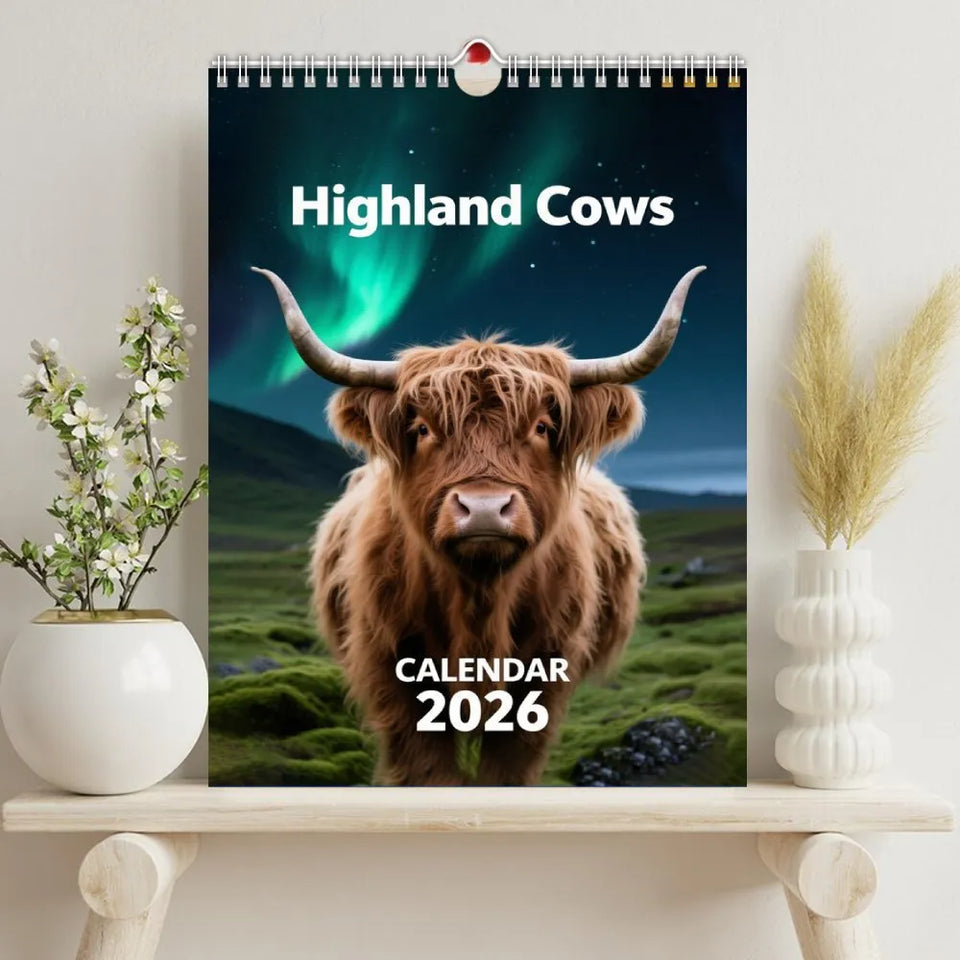 HighlandCharm – 2026 Highland Cattle Wall Calendar