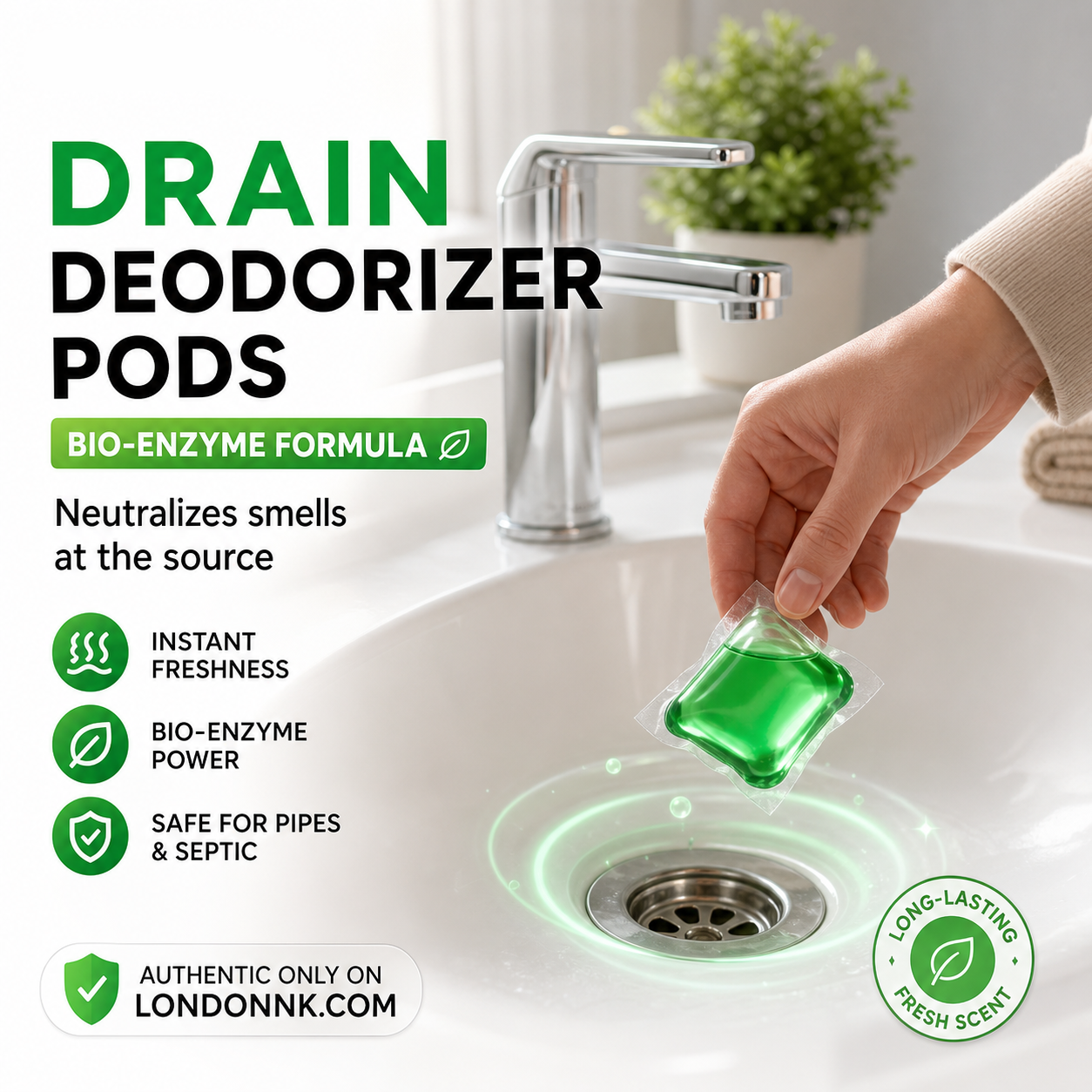 PureDrain – Dissolvable Drain Cleaning & Freshening Pods