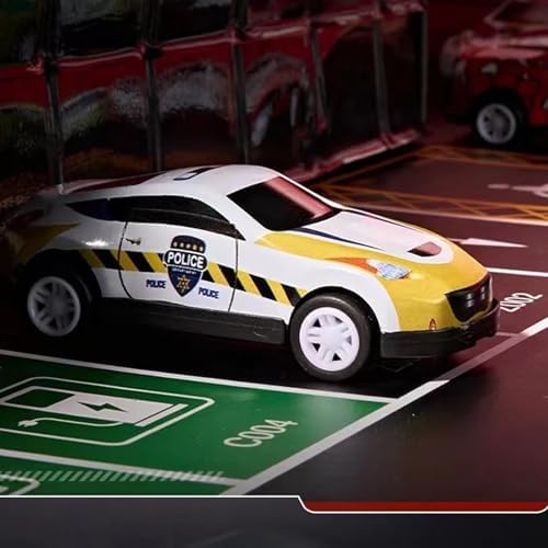 48 Mini Pull-Back Cars with Built-in Garage Set, Metal Alloy Racing Car Toys, Die-Cast Vehicles Friction Powered Design for Party, Multiple Simulation Scenes (Red)|B0FZKXPDPM