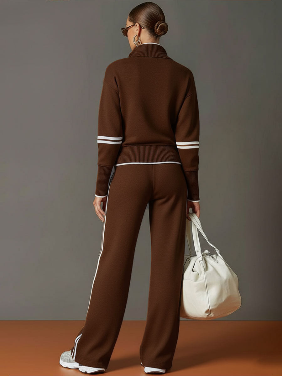 UrbanPulse - Grey-White Half-Zip Tracksuit
