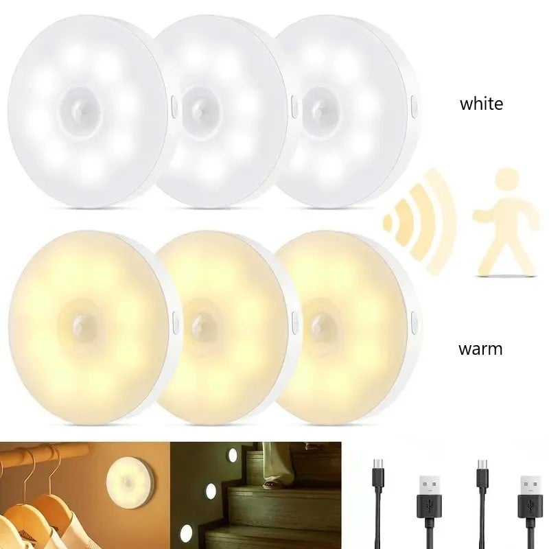 3/6 Pack 8LEDs Rechargeable Motion Sensor Night Lights
