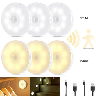 3/6 Pack 8LEDs Rechargeable Motion Sensor Night Lights
