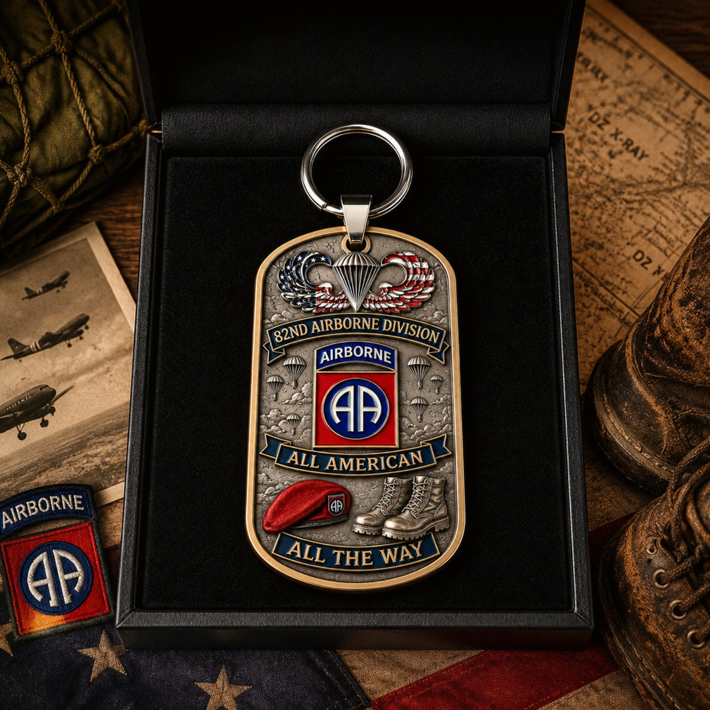 🪂U.S. Army 82nd Airborne Division Tribute Dog Tag Keychain（Gift box included）