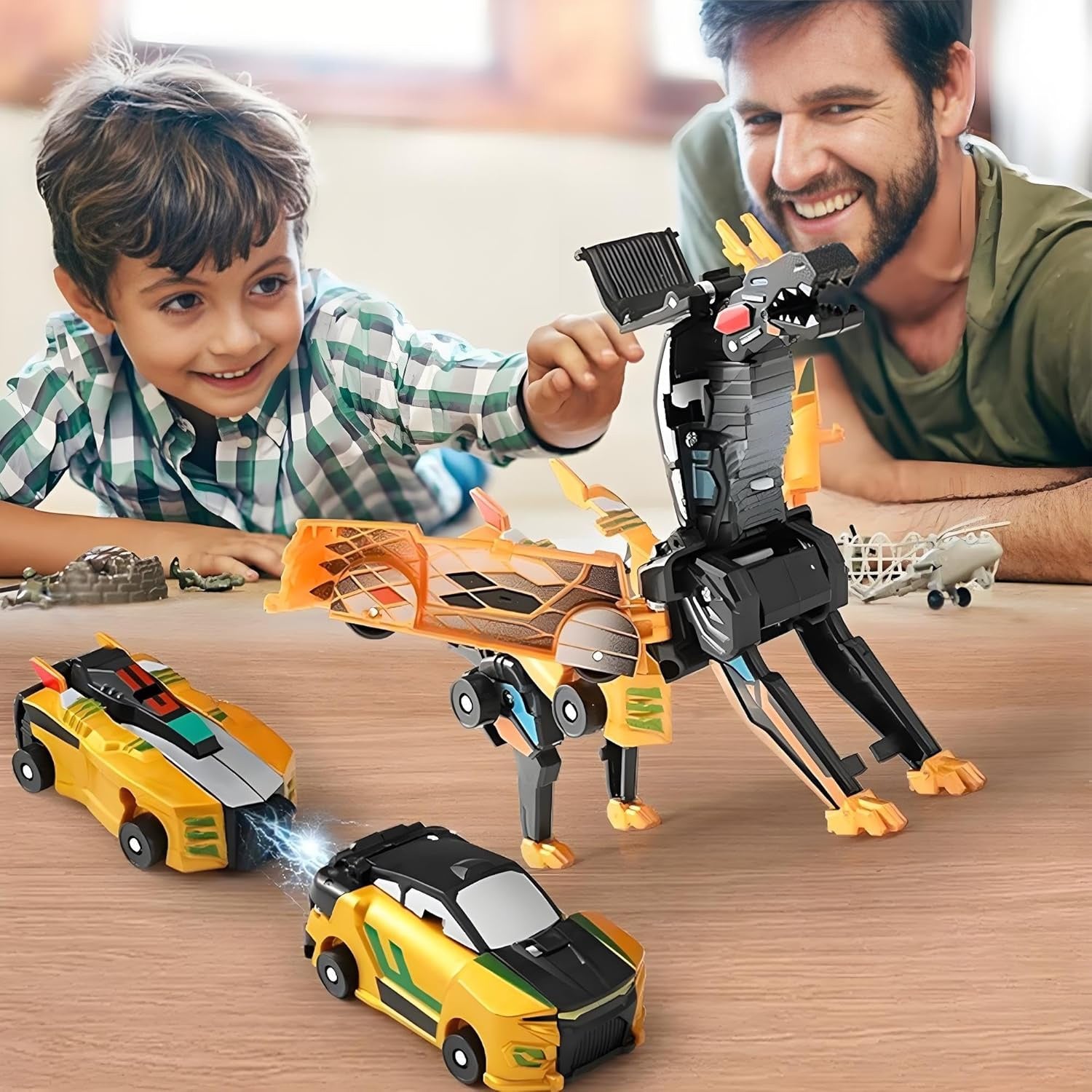 🎄Early Christmas Sale 50% off ⛄ 2-in-1 Transforming Race Car Dinosaur Automatic Transforming Toy