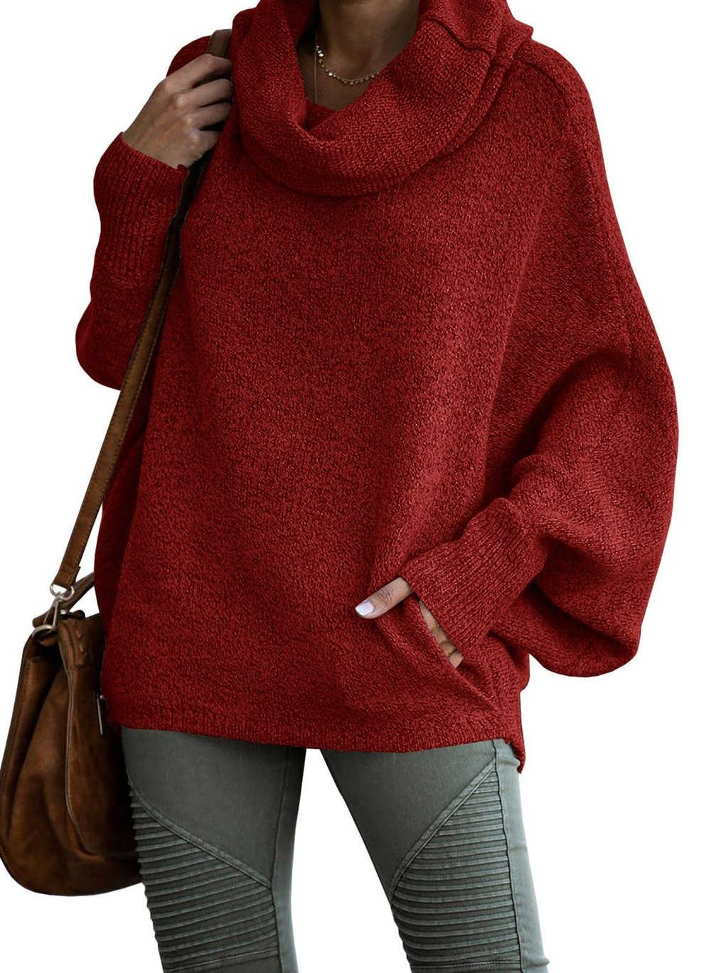 SnuggleNest - Women's Soft Cowl Neck Pocket Sweater