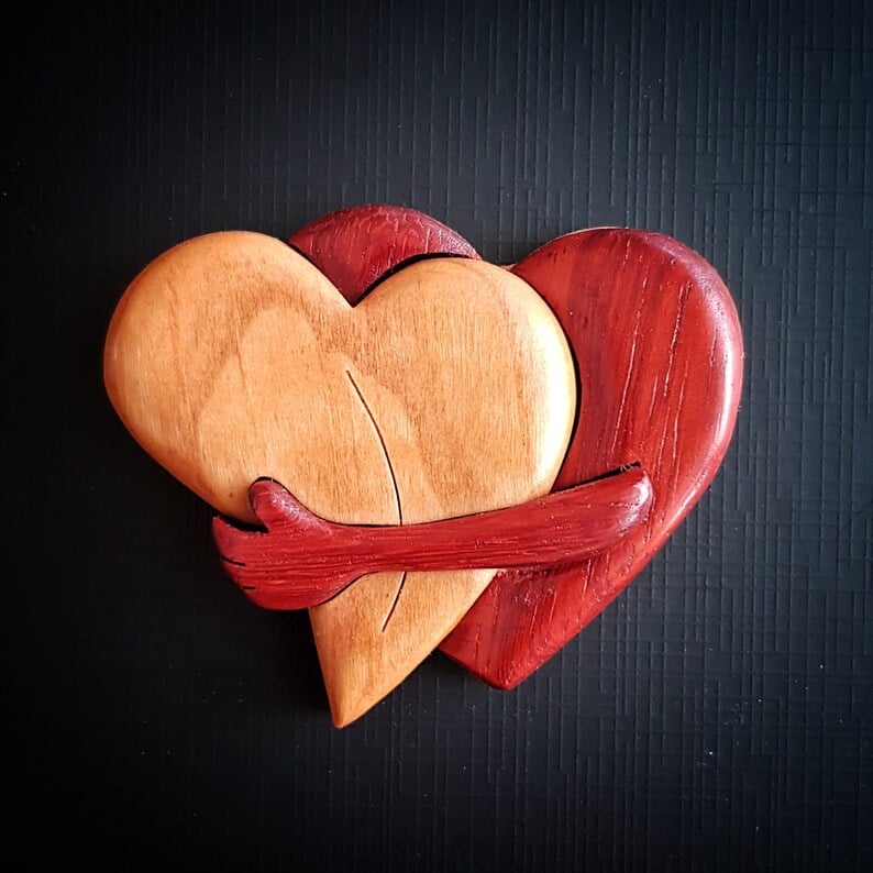 HeartHug – Wooden Carved Heart Love Ornaments