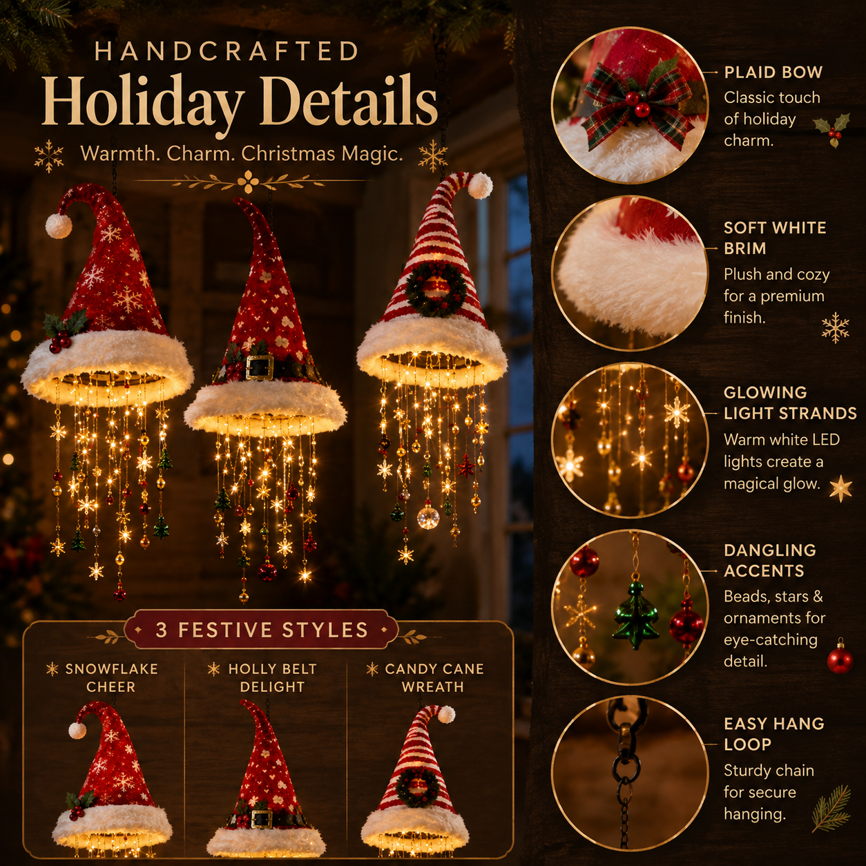 SantaGlow – Warm Light Christmas Hat Chandelier
