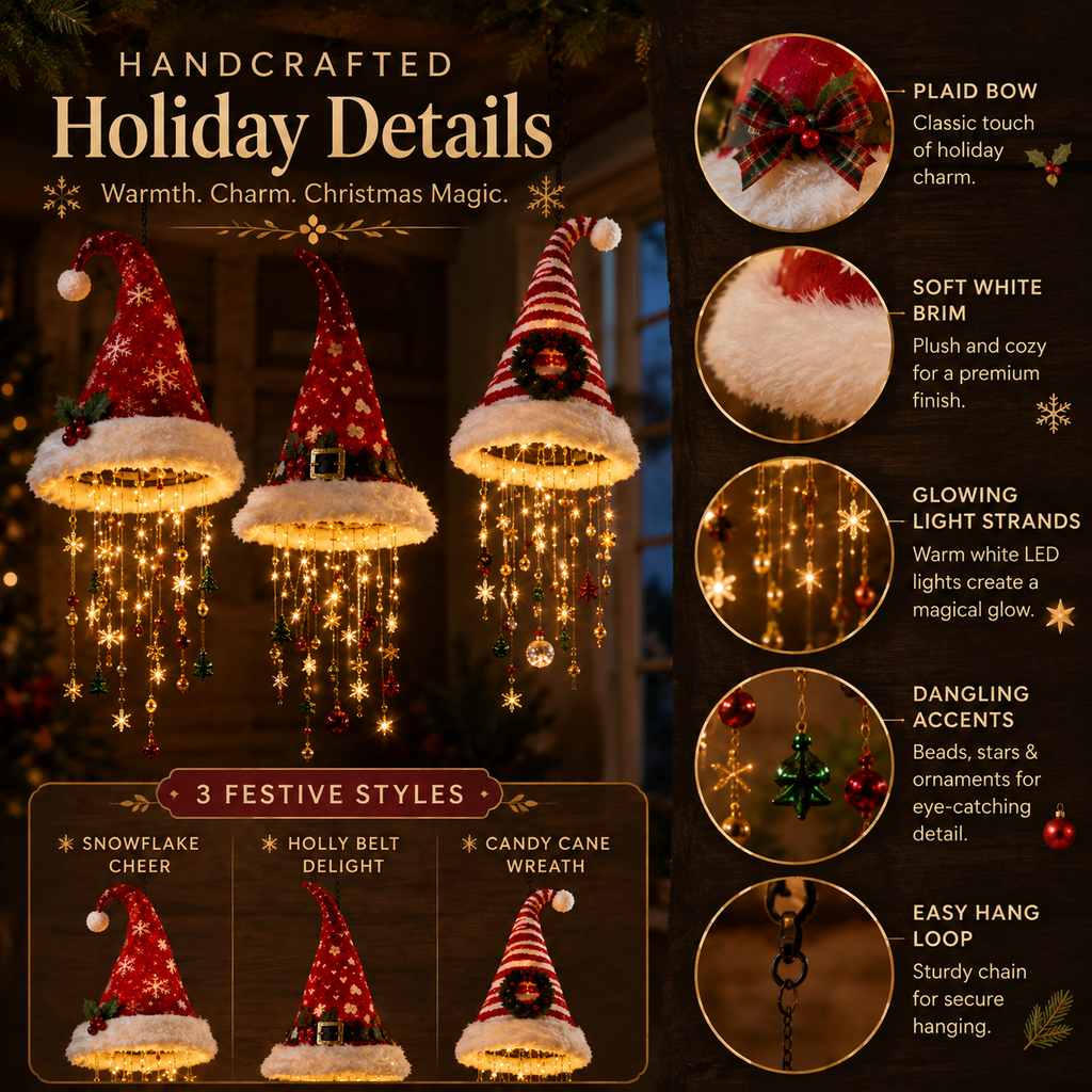 SantaGlow – Warm Light Christmas Hat Chandelier