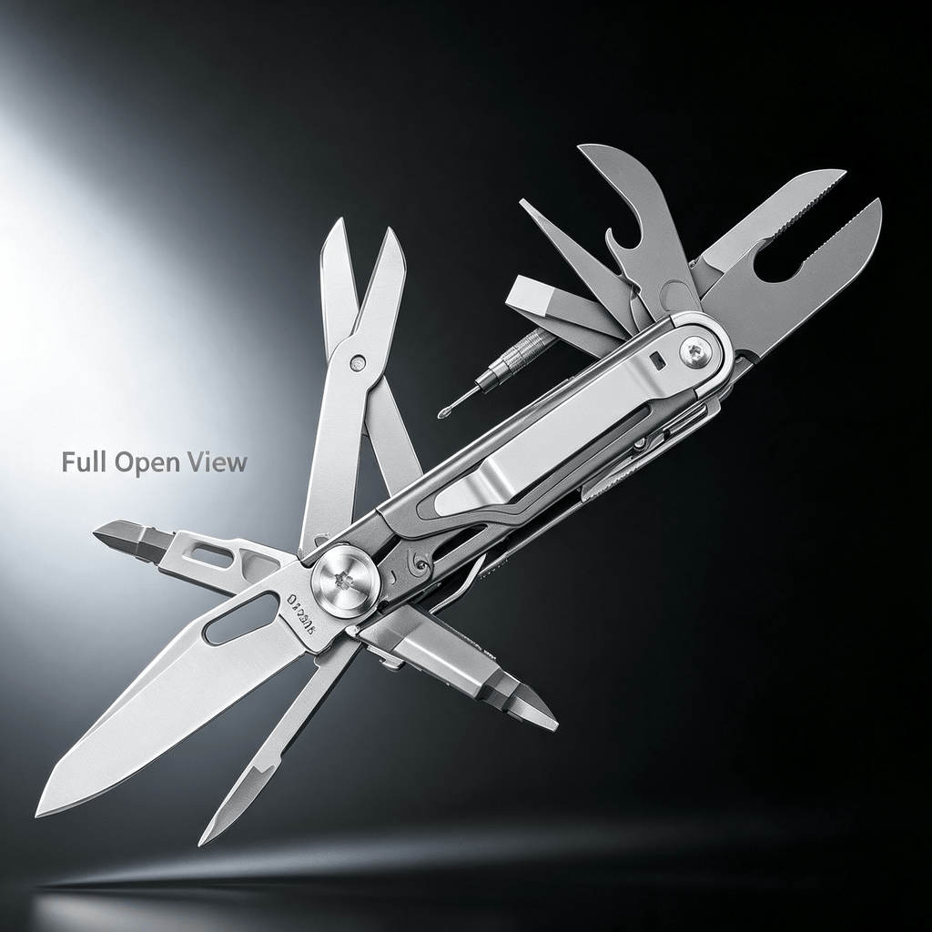 12‑in‑1 Multi‑Tool Pocket Knife, Stainless Steel Folding Utility Tool