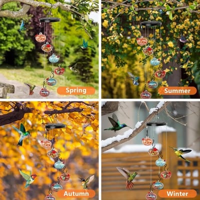 BreezeNest - Glass Wind Chime Feeder for Hummingbirds