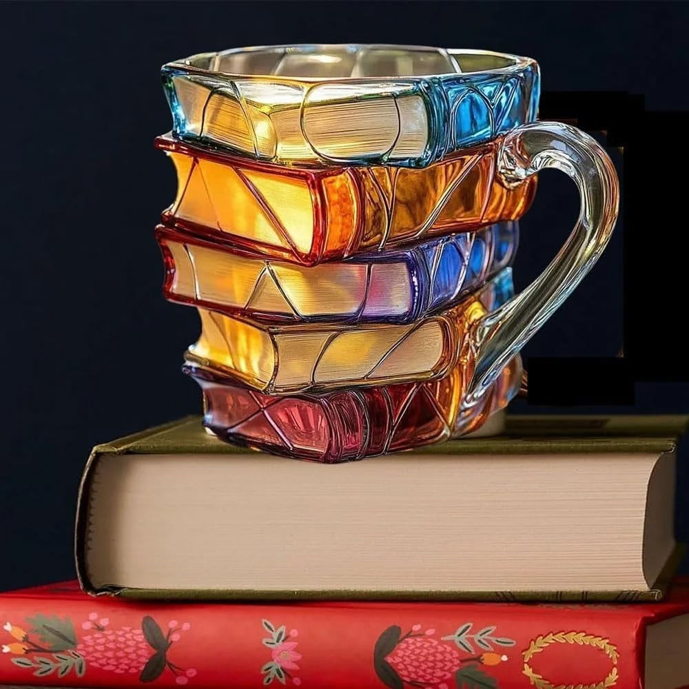 BookBlend – 3D Stacked Book Coffee Mug