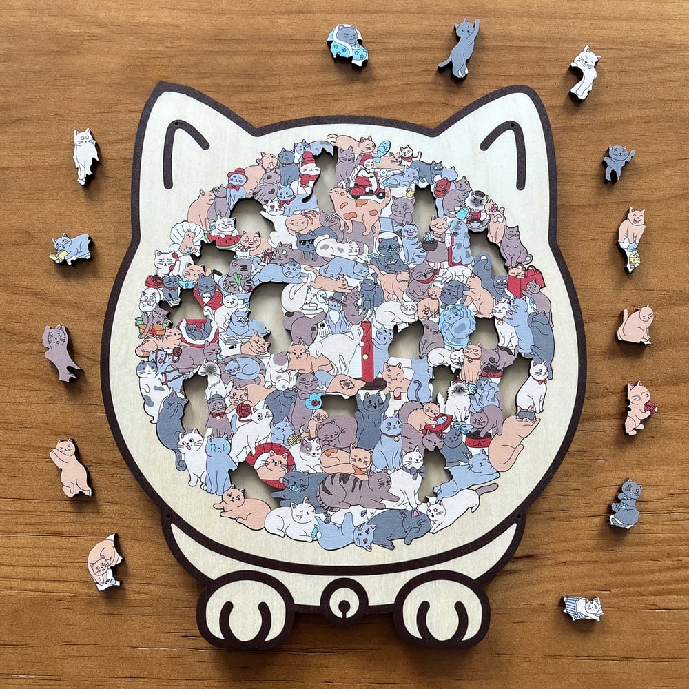 Cattitude - Morandi-Colored Wooden Puzzle