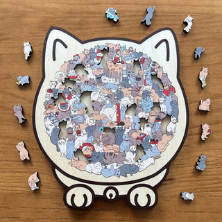 Cattitude - Morandi-Colored Wooden Puzzle