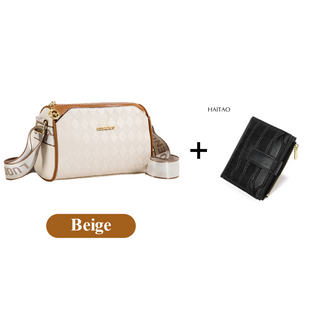 LuxeWeave – Fashion Diamond Pattern 3-Layer Crossbody Bag