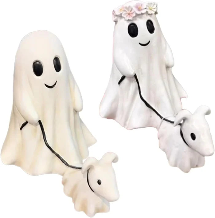 SpookyPaws - Ghostly Pumpkin Dog Statue