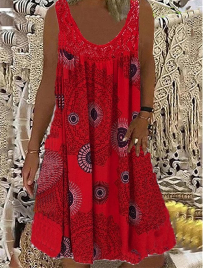 BreezeBloom – Sleeveless Summer Print Dress