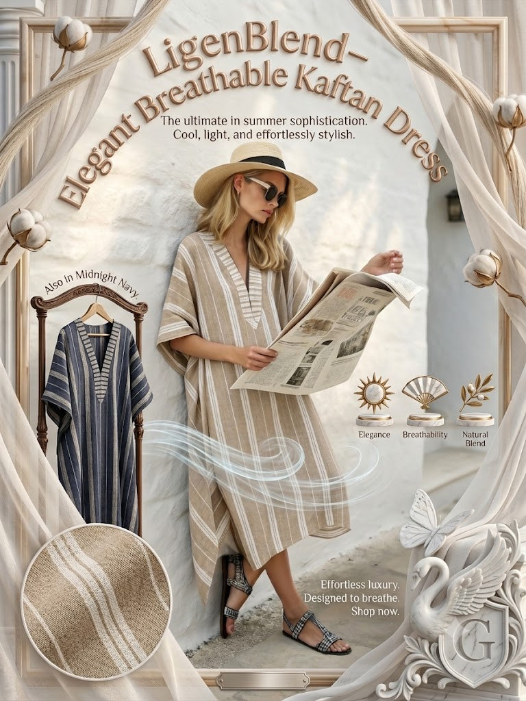 LinenBlend – Elegant Breathable Kaftan Dress