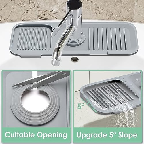 SplashMate - Adjustable Silicone Faucet Mat | Always Clean, Never Wet!