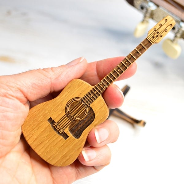 Wooden Guitar Pick Box With Stand