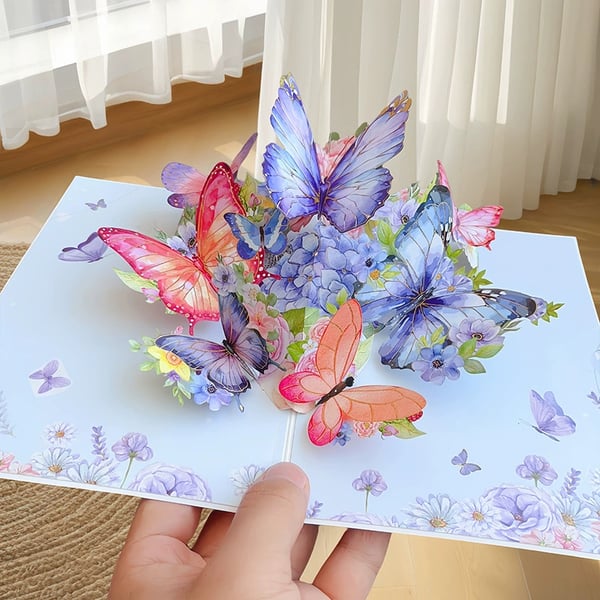 FlutterBloom - 3D Butterfly & Daisy Card