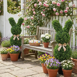 SpringHaven – Decorative 36" Bunny Topiary Set