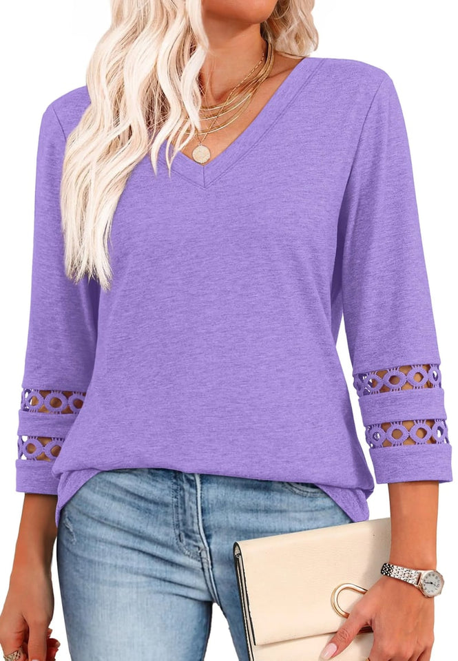 VivaVee | Trendy Long Sleeve V-Neck Tee