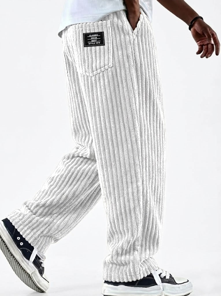 ClassicWeave – Comfortable Wide Striped Corduroy Pants
