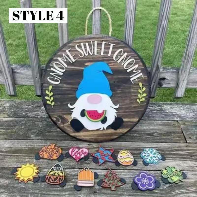 Season Promotion🌟Your Year-Round Festival of Creativity!🎄Interchangeable Wooden Gnome Welcome Sign🎈