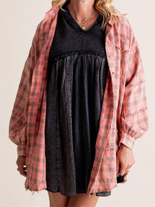 EdgeWash – Women’s Oversized Shirt Jacket with Pockets
