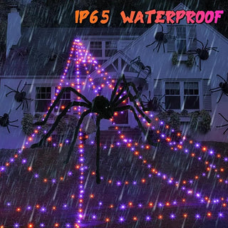 SpookGlow – Giant Purple LED Spider Web Lights