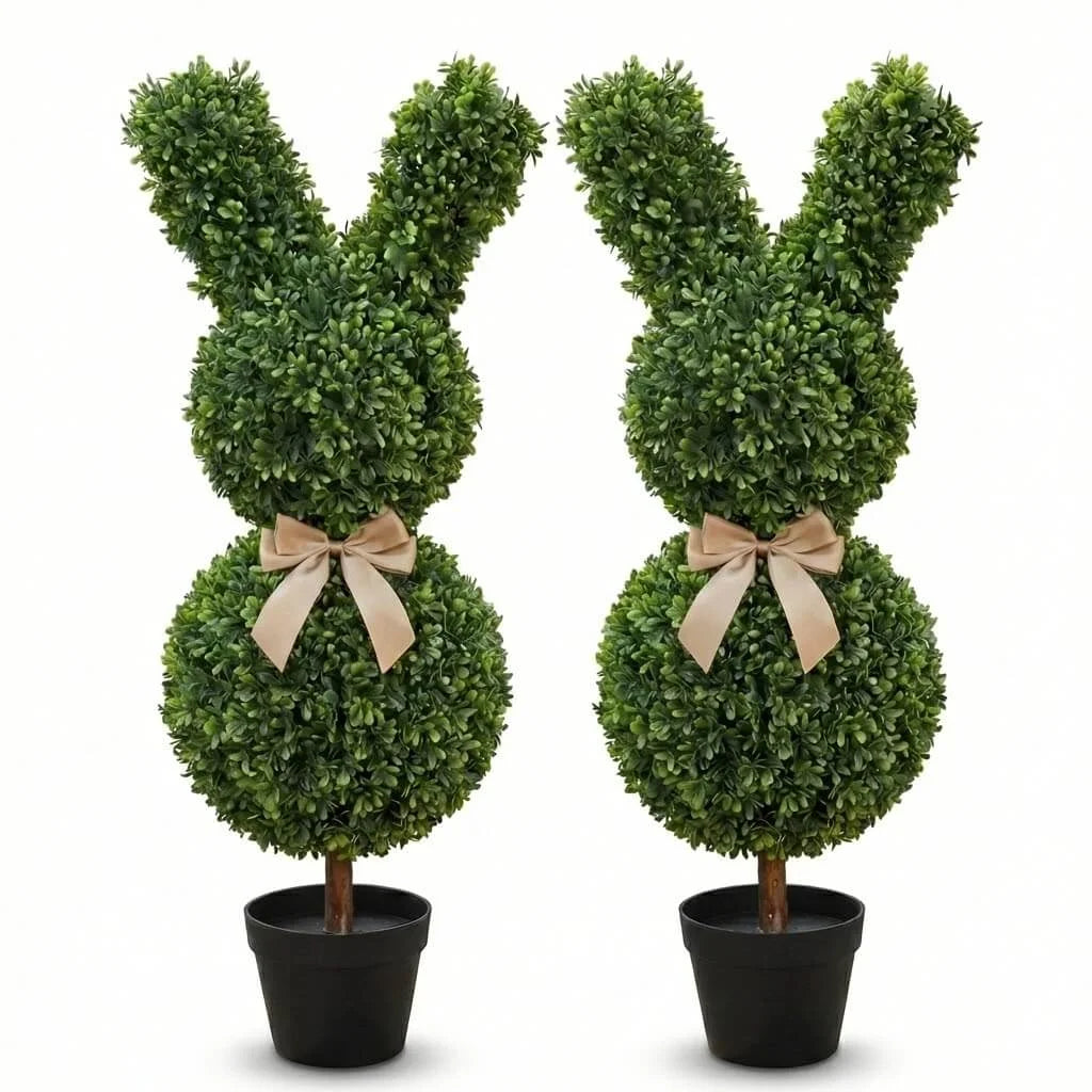 SpringHaven – Decorative 36" Bunny Topiary Set