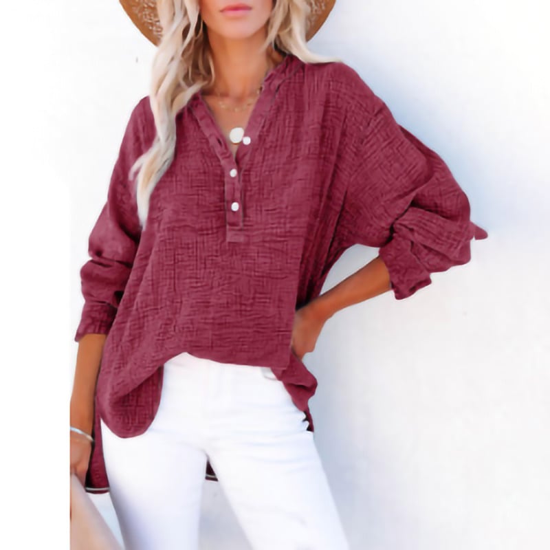 Velura - Relaxed Fit V-Neck Blouse – Soft & Effortless Style