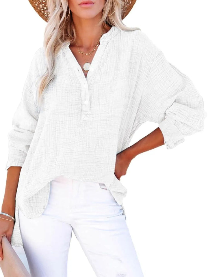 Velura - Relaxed Fit V-Neck Blouse – Soft & Effortless Style