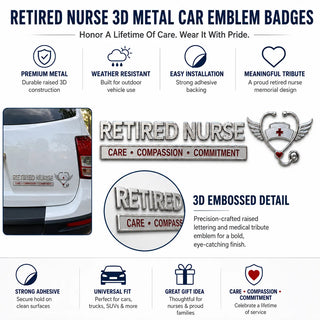 HonorRide – Retired Nurse Tribute Metal Car Emblem