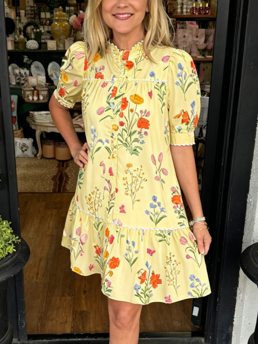 NatureLuxe – Premium Botanical Print Midi Dress