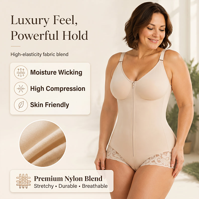 CurveLux – 360° Sculpt Zip-Up Shapewear Bodysuit