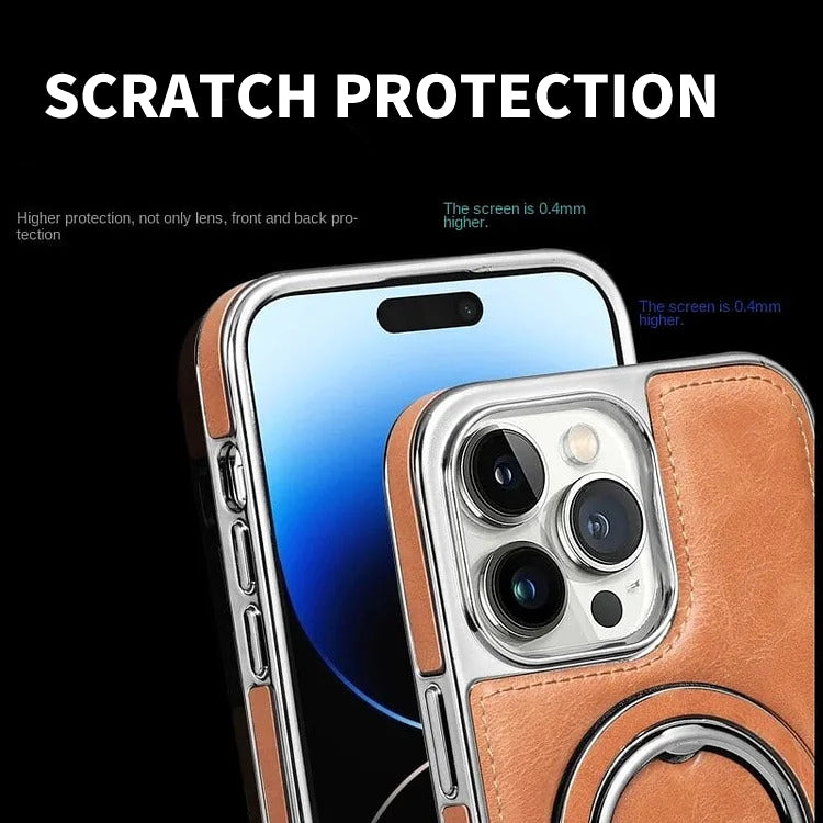 Premium iPhone Stand Case – Leather & Metal