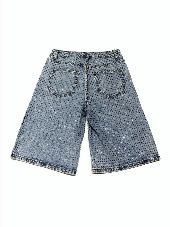 GlimmerWave - Sparkling Blue Denim Shorts – Dazzle All Day