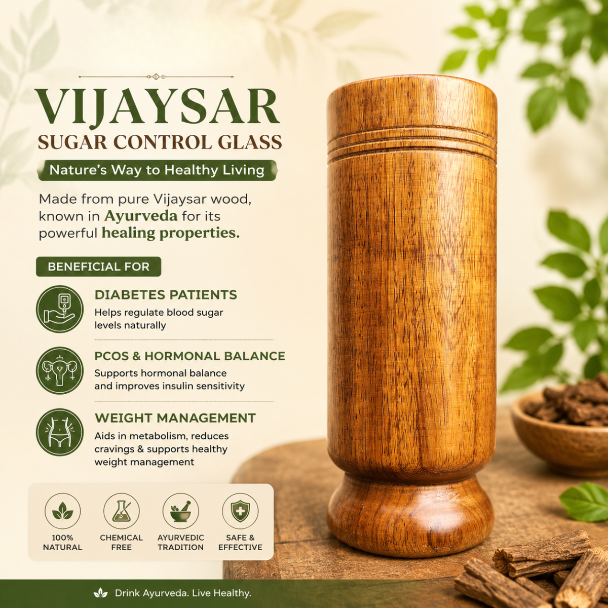 VijayaWell – Vijaysar Wood Wellness Glass