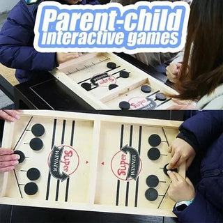 Precision Puck Battle: Wooden Ice Hockey Game marnetic