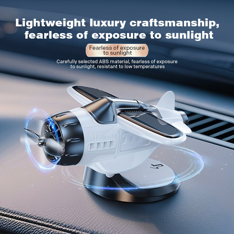 SkySpin – Retro Solar Airplane Dashboard Ornament