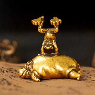 CourageCraft – Reversible Frog & Hippo Brass Figurine