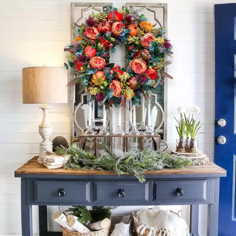 DoorDelight - Enchanting Peony & Pumpkin Wreath