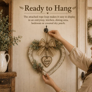 HearthBloom – Rustic Farmhouse Home Heart Wreath