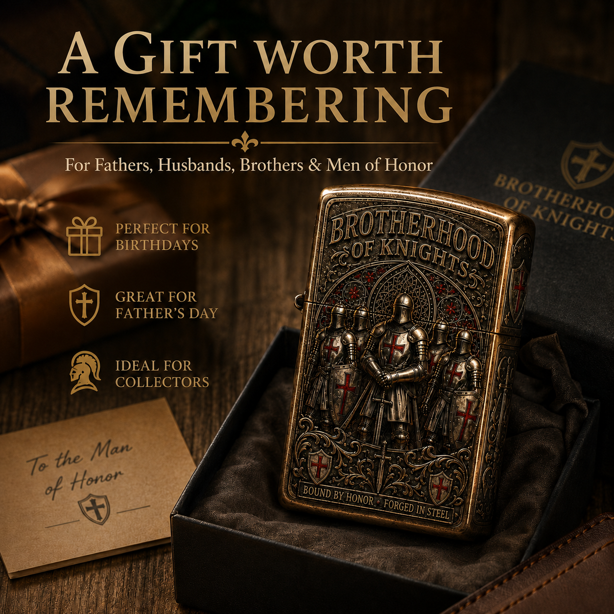 KnightFlame – Premium Medieval Brotherhood Windproof Lighter